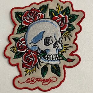 Ed Hardy Skull Logo Iron on Patch Applique Embroidered Sewing (Large)